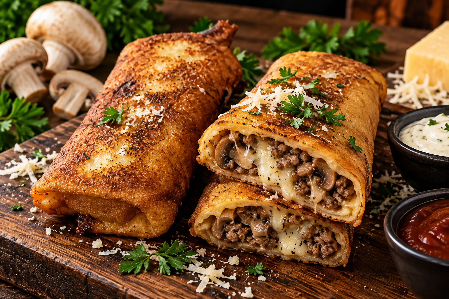 Slovacki Pajtaš fritovaná palacinka plnená mäsom hubou a syrom